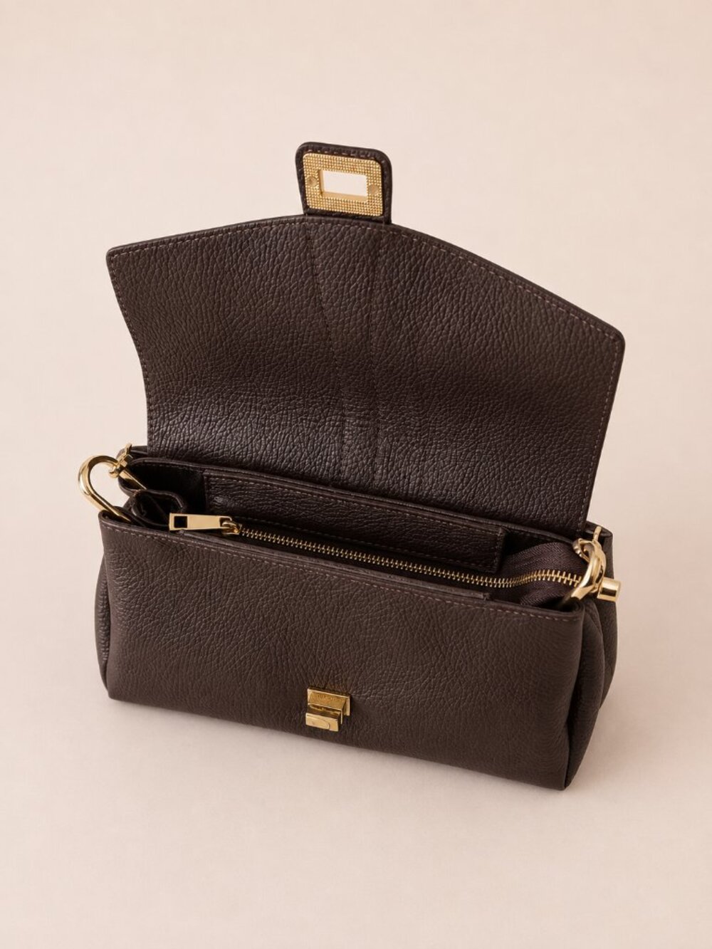 Dark Brown Italian Leather Crossbody Bag, Structured Shoulder Purse - Picture 11 of 12